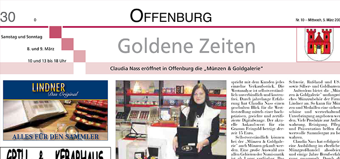 Eröffnung der Münzen und Goldgalerie Offenburg